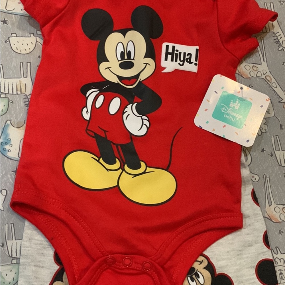 Disney Red and Yellow Mickey Mouse Bodysuit